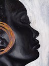 African American Woman Portrait Original Art Oil Painting Black and White