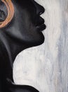 African American Woman Portrait Original Art Oil Painting Black and White