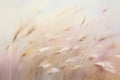 Painting of Tall Grass Blowing in Wind at Dawn, Soft feathery strokes depicting the abstract gentleness of a morning breeze, AI Royalty Free Stock Photo