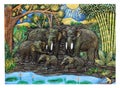 A painting of an thailand on an elephant