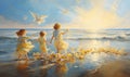 Photo of three young girls playing on the beach Royalty Free Stock Photo