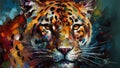 Painting of a tiger colorful art - Generative AI
