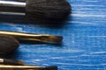 Painting tools colour palette and Artist paint brushes on abstract artistic background Royalty Free Stock Photo