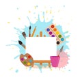 Art studio design interior colorful vector illustration. Royalty Free Stock Photo