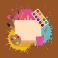 Painting tools elements cartoon colorful vector concept. Royalty Free Stock Photo