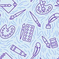 Painting tools icons pattern Royalty Free Stock Photo