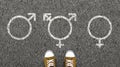 Painting of transgender, male and female symbols
