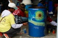 Painting trash cans koi