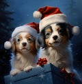 Puppies Christmas Art Print.