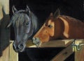 Painting of Two Horses At Gate