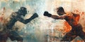 Painting of Two Men Fighting Each Other Royalty Free Stock Photo