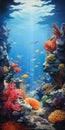 Vibrant Underwater Painting Of Corals And Sea Life Royalty Free Stock Photo