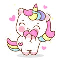 Painting Unicorn flat pony cartoon hug sweet heart animal habitat fairy kawaii illustration