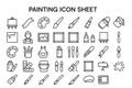 Painting Vector Icon Set for Art Supplies Brushes Creative Expression Fine Art Royalty Free Stock Photo