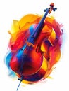 A painting of a violin on a white background