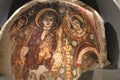 Painting Virgin Mary with Christ child on a part of a dome on display in the National Museum of Egyptian Civilization in Cairo. Royalty Free Stock Photo