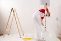 Painting Wall With Roller Royalty Free Stock Photo