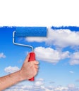 Painting the wall with sky texture Royalty Free Stock Photo