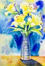 Painting watercolor colorful of beauty bouquet lilly flowers. Royalty Free Stock Photo