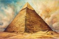 Painting of a watercolor drawing of Pyramid of Cheops.