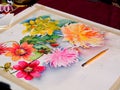 Painting (watercolor) of the flowers in progress