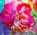 Painting in watercolor, impressionism style, textured painting, flower still life, painting painted with color, painting with