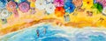 Painting watercolor seascape top view colorful of family tavel