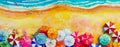 Painting watercolor seascape Top view colorful of lovers, family Royalty Free Stock Photo