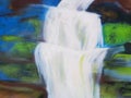 The painting on the waterfall wall is beautiful Royalty Free Stock Photo