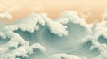 A painting of a wave with a light blue sky in the background. Generative AI Royalty Free Stock Photo