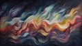 a painting of a wavy pattern on a black background with a black background and a white background with a red, yellow, blue, green Royalty Free Stock Photo