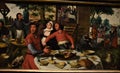 Painting, which represents an inn with a table set outside, painted by Pieter Bruegel, at the Kunst Museum in Vienna.