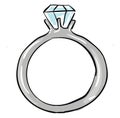 Painting of a white diamond ring, vector or color illustration