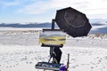 Painting in White Sands Desert, New Mexico, USA