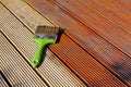 Painting wooden patio deck with protective oil