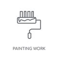 painting work linear icon. Modern outline painting work logo con