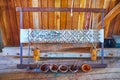 Painting of yarn in textile workshop, Inle Lake, Myanmar