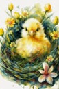Easter Chick in watercolor