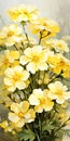 a painting of yellow flowers in a vase.Oil Painting Yellow Yarrow, Perfect for Wall Art.
