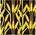 Painting yellow wheat flakes on black seamless pattern stock vector illustration for product design
