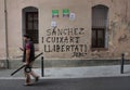 Paintings against political prisoners in barcelona Royalty Free Stock Photo