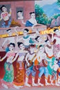 Paintings on the church wall, Thai style, Mural in Thai temples