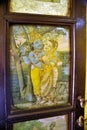 Paintings of Krishna and Radha on door at city palace museum Udaipur