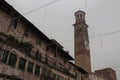 Paintings on Mazzanti houses and Torre dei Lamberty at Piazza delle Erbe, Verona, Italy