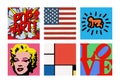 Paintings of the most famous Pop Art Artist, vector editorial illustration Royalty Free Stock Photo