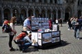 Paintings of street artist for sale in Grand Place, Brussels