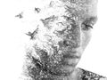 Paintography. Letting go. An artistic portrait of a young man Royalty Free Stock Photo