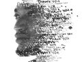 A portrait of a man combined with a word cloud. Paintography. Royalty Free Stock Photo