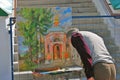 Paintor in Trinity Sergius Lavra, Sergiev Posad, Russia. Royalty Free Stock Photo