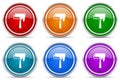 Paintroll silver metallic glossy icons, set of modern design buttons for web, internet and mobile applications in 6 colors options